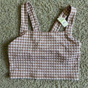 NWT Aerie Brown and White Gingham Tank Top